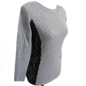 The Limited Gray and Black Crew Neck Sweater